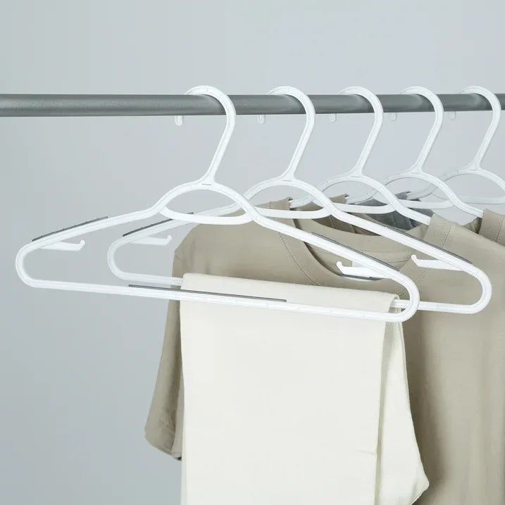 Wholesale Price with free shipping across the USA for Mainstays Non-Slip Clothing Hangers, 30 Pack, White, Durable Plastic, TPE Strips - Manji Distributors