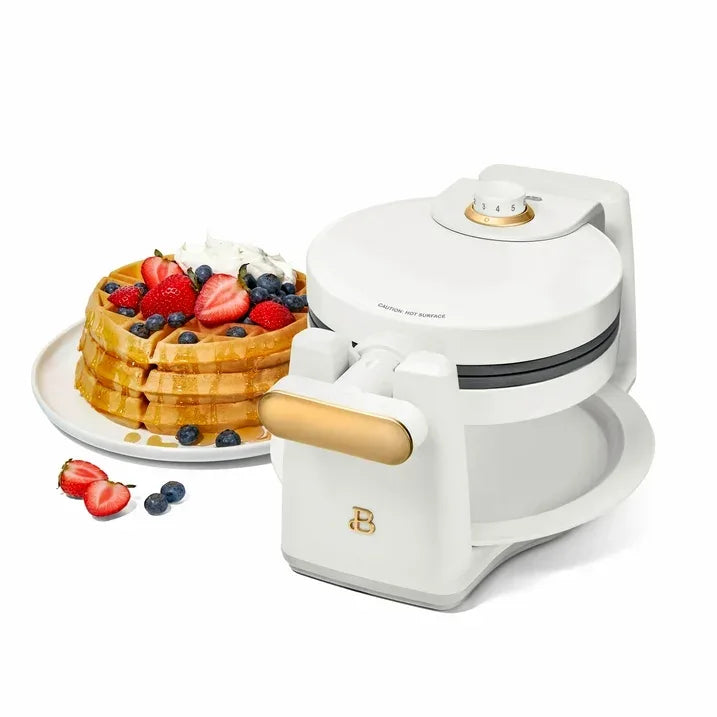 Wholesale Price with free shipping across the USA for Beautiful Rotating Belgian Waffle Maker, White Icing by Drew Barrymore - Manji Distributors