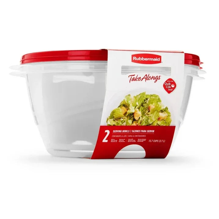 Wholesale Price with free shipping across the USA for (4 pack) Rubbermaid TakeAlongs Serving Bowl Food Storage Containers, 15.7 Cup, Tint Chili, 2 Count - Manji Distributors