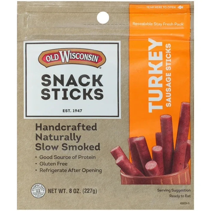 Wholesale Price with free shipping across the USA for Old Wisconsin® Snack Sticks Turkey Sausage Sticks 8 oz. Pouch - Manji Distributors