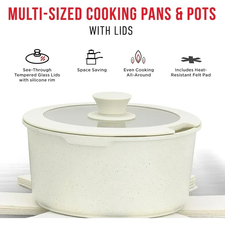 Wholesale Price with free shipping across the USA for Bakken 15-Piece Non-Stick Cookware Set with Detachable Handles – Granite Stackable Pots and Pans Set, Dishwasher Safe, Oven-Safe, and Compatible Kitchen Essential for All Stoves – Cream - Manji Distributors