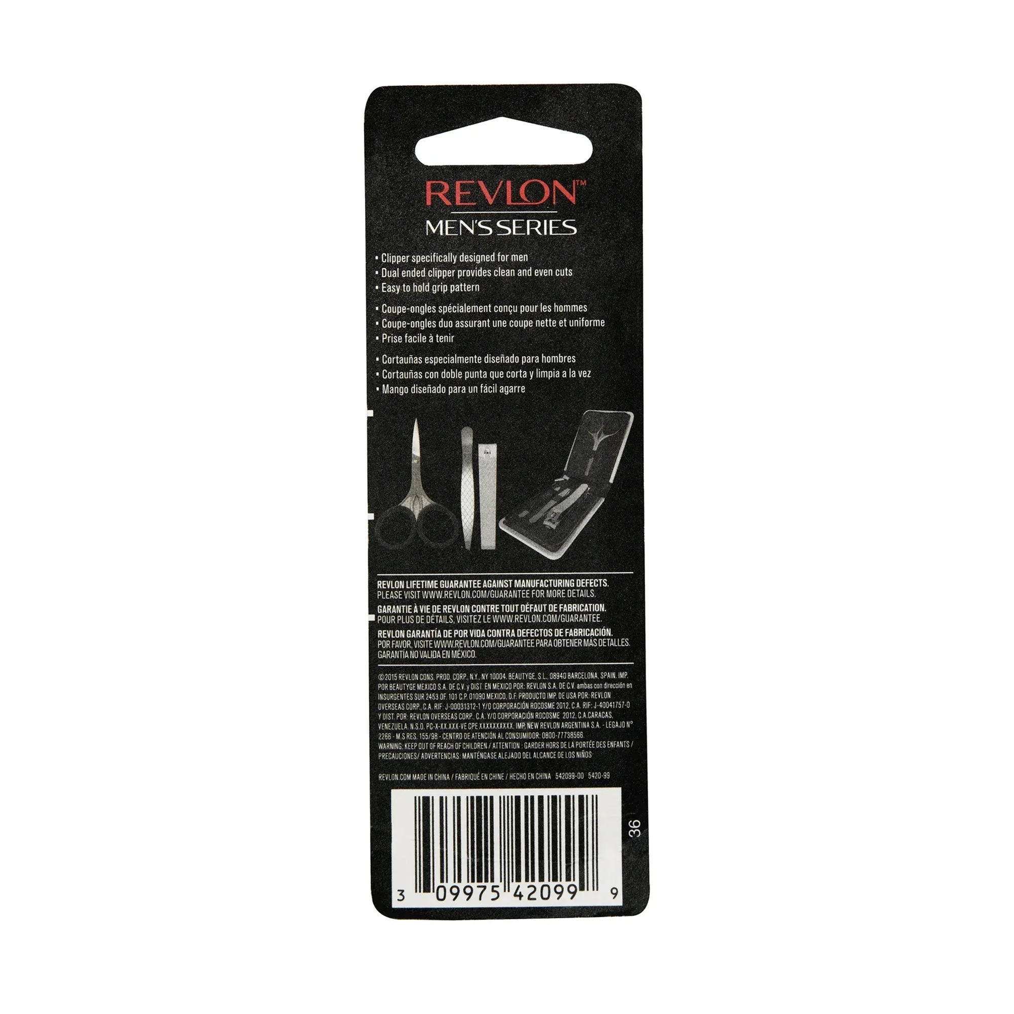 Wholesale Price with free shipping across the USA for Revlon Men's Series Dual Ended Stainless Steel Fingernail Clipper, Silver, 1 Count - Manji Distributors