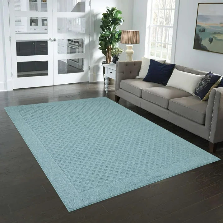 Wholesale Price with free shipping across the USA for Mainstays Dylan Solid Diamond Olefin Blue Indoor Area Rug, 5' x 7' - Manji Distributors