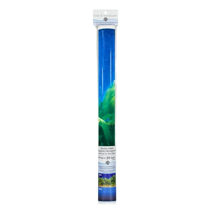 Wholesale Price with free shipping across the USA for Tide & Treasure Double Sided Aquarium Background, Aquatic Plant And Solid Blue, up to 29 Gallon Tank - Manji Distributors
