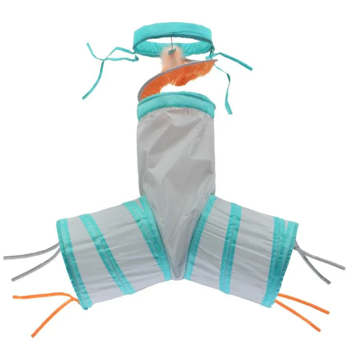 Wholesale Price with free shipping across the USA for SmartyKat Fringe Frenzy Triple Tunnel Activity Cat Toy with Fringe & Feathers - Manji Distributors