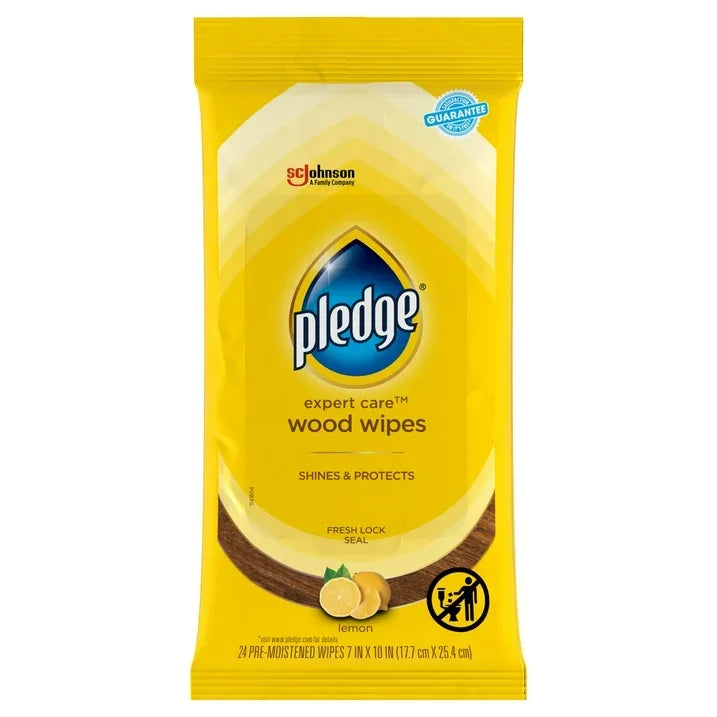 Wholesale Price with free shipping across the USA for Pledge Expert Care Wood Wipes, Shines and Protects, Removes Fingerprints, Lemon Scent, 24 Count (Pack of 6) - Manji Distributors