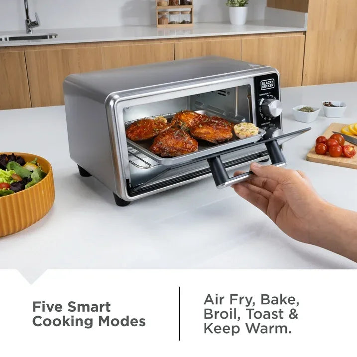 Wholesale Price with free shipping across the USA for Black+Decker Crisp ‘N Bake PRO Stainless Steel 4-Slice Air Fryer Toaster Oven - Manji Distributors
