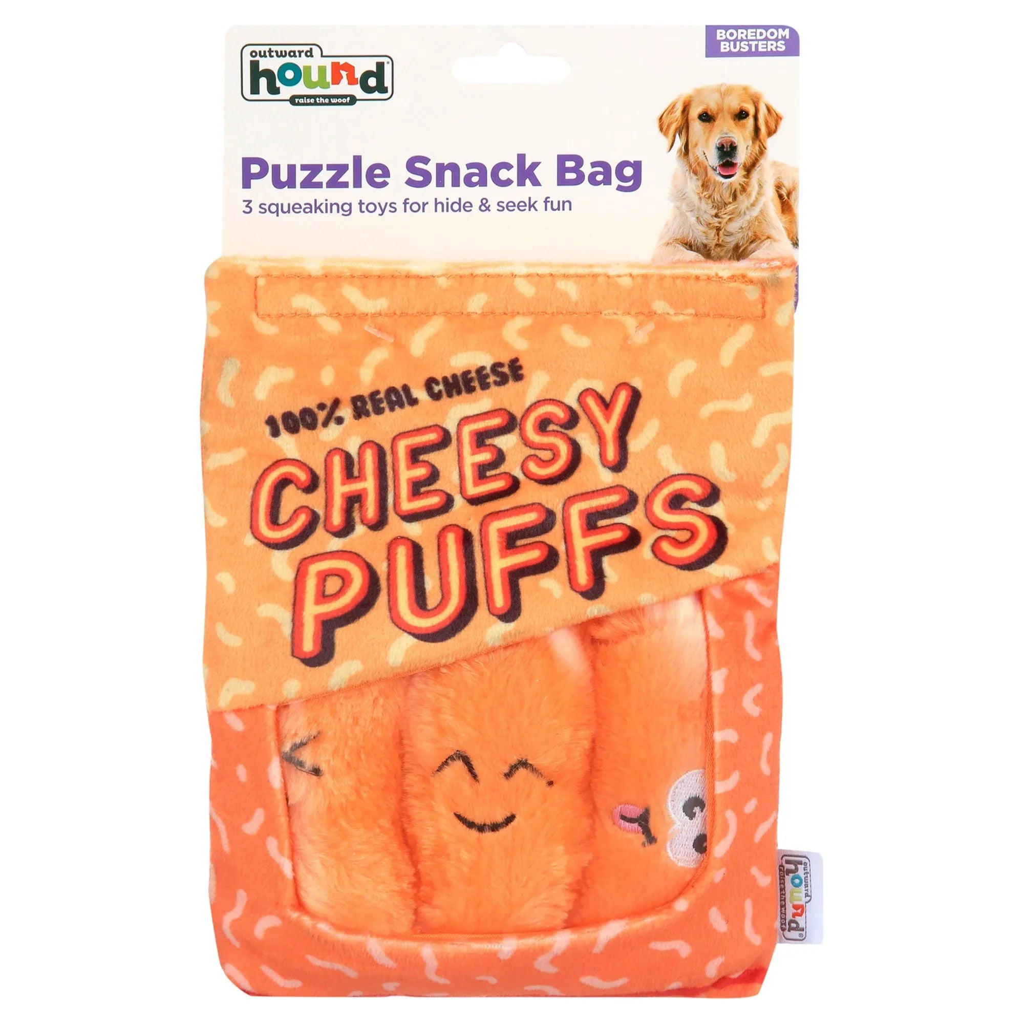 Wholesale Price with free shipping across the USA for Outward Hound Plush Dog Toys, Puzzle Snack Bag Cheese Puff Dog Toy - Manji Distributors