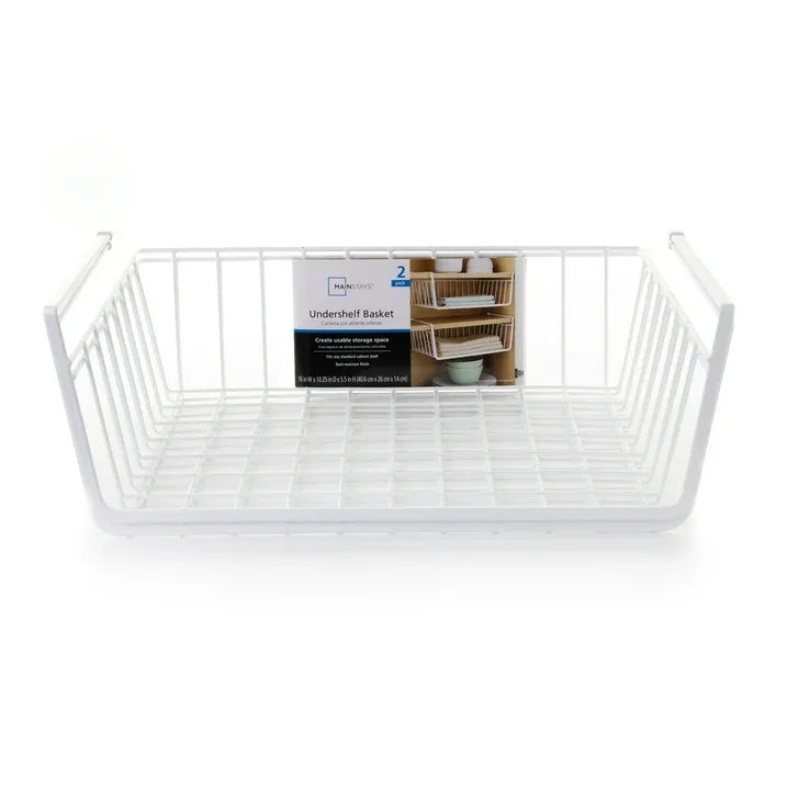 Wholesale Price with free shipping across the USA for Mainstays Wire Under Cabinet Baskets, White, 2 Count - Manji Distributors