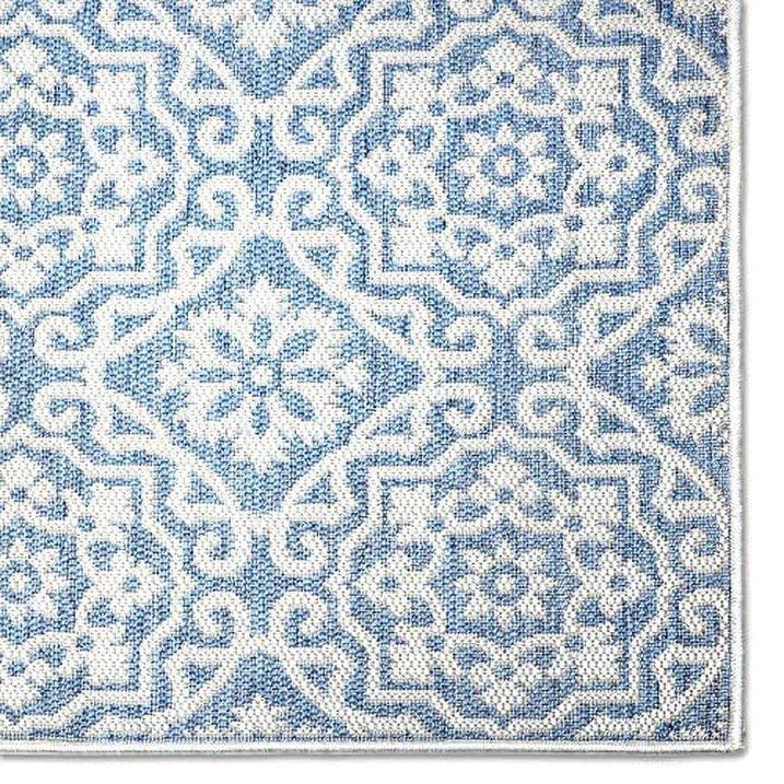 Wholesale Price with free shipping across the USA for Nicole Miller New York Patio Country Danica Transitional Geometric Indoor/Outdoor Area Rug, Blue/Grey, 9'2