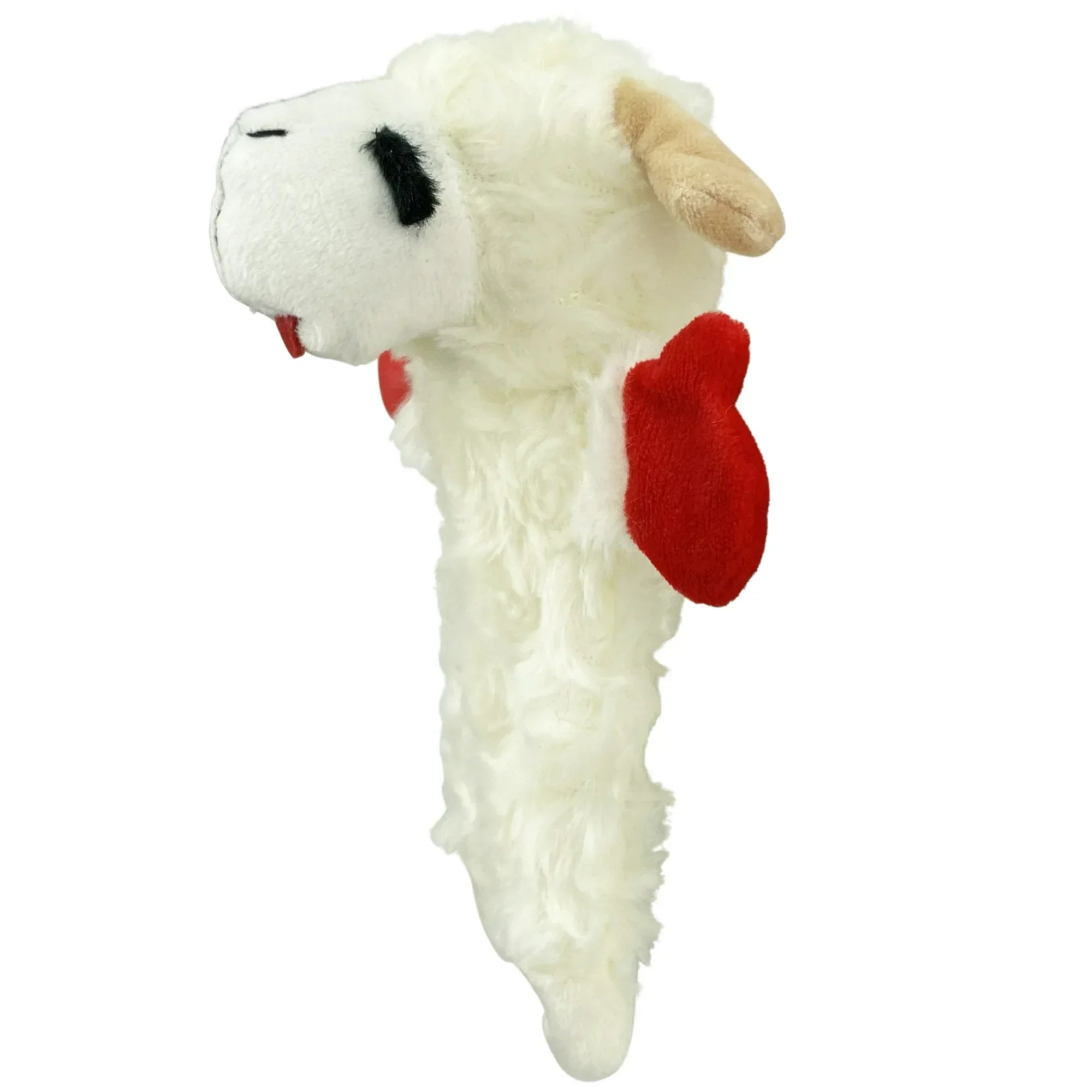 Wholesale Price with free shipping across the USA for (3 pack) Multipet Lamb Chop Plush Crinkle Flop Dog Toy, White with Red Paws - Manji Distributors