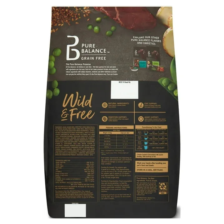 Wholesale Price with free shipping across the USA for Pure Balance Wild & Free Bison, Pea, Potato & Venison Recipe Dry Dog Food, Grain Free, 24 lbs - Manji Distributors