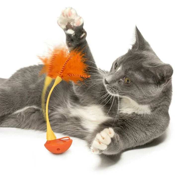 Wholesale Price with free shipping across the USA for SmartyKat Tip ‘N Dip – Interactive Cat Toy with Feathers and Wobble Action, Orange - Manji Distributors