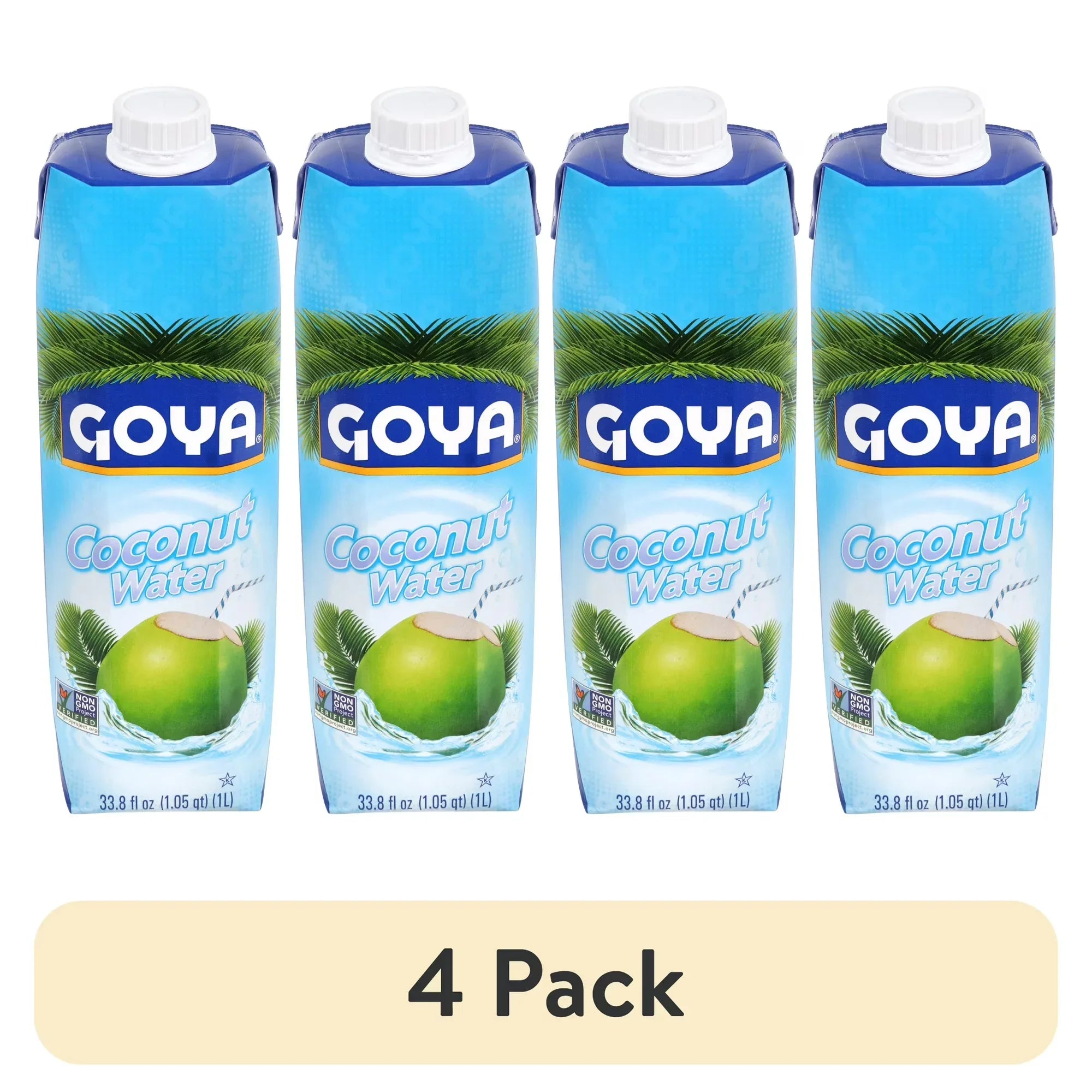 Wholesale Price with free shipping across the USA for (4 pack) Goya Foods 100% Pure Coconut Water, 33.8 oz - Manji Distributors