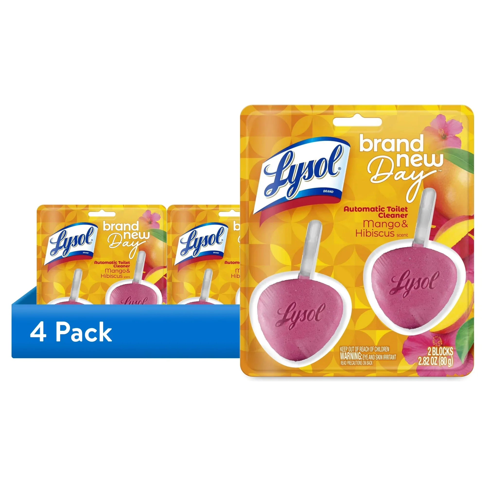 Wholesale Price with free shipping across the USA for (4 pack) Lysol® Automatic Toilet Bowl Cleaner, Brand New Day, Mango & Hibiscus, 2 count - Manji Distributors