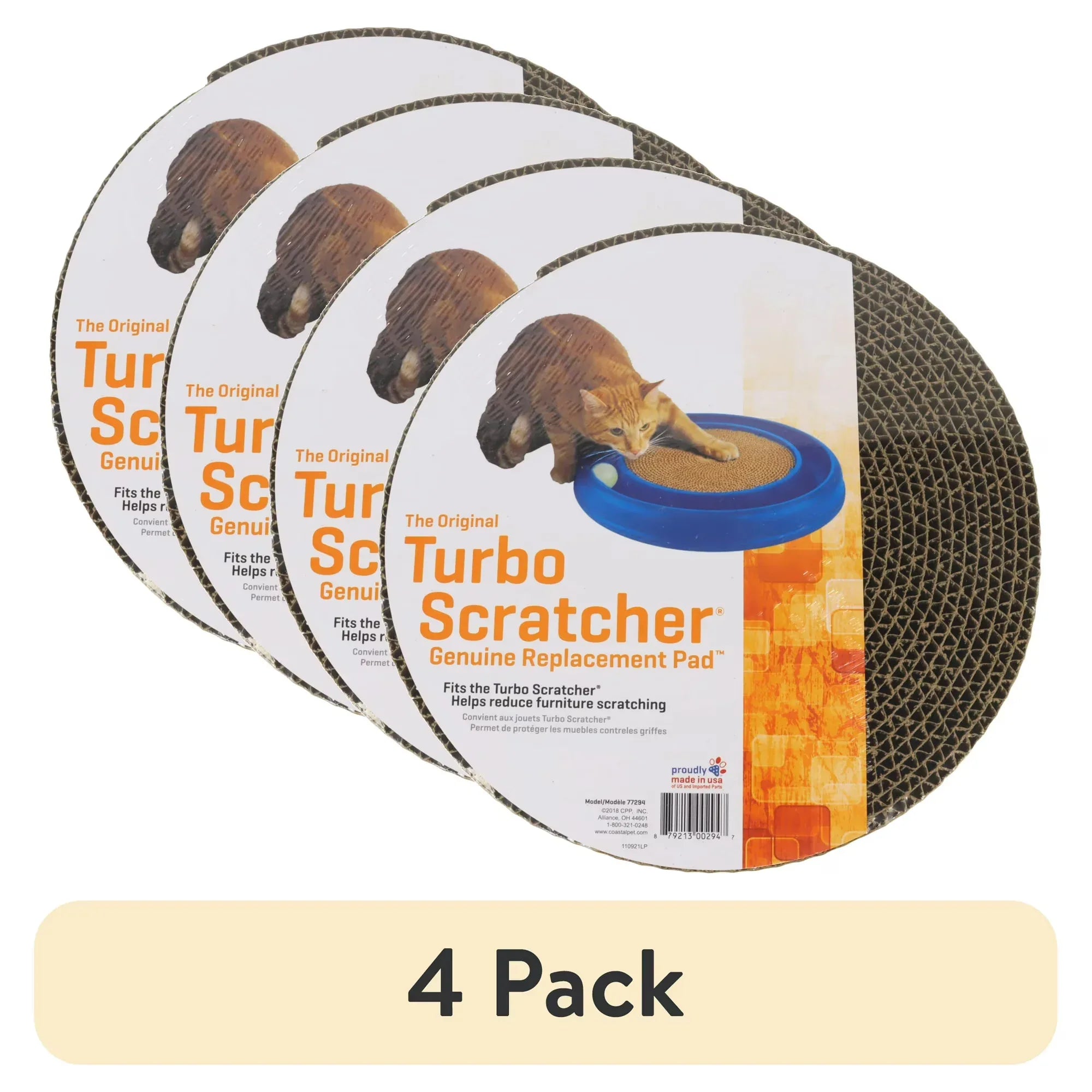 Wholesale Price with free shipping across the USA for (4 pack) Morovilla Turbo Scratcher Replacement Pad Recycled Cardboard - Manji Distributors