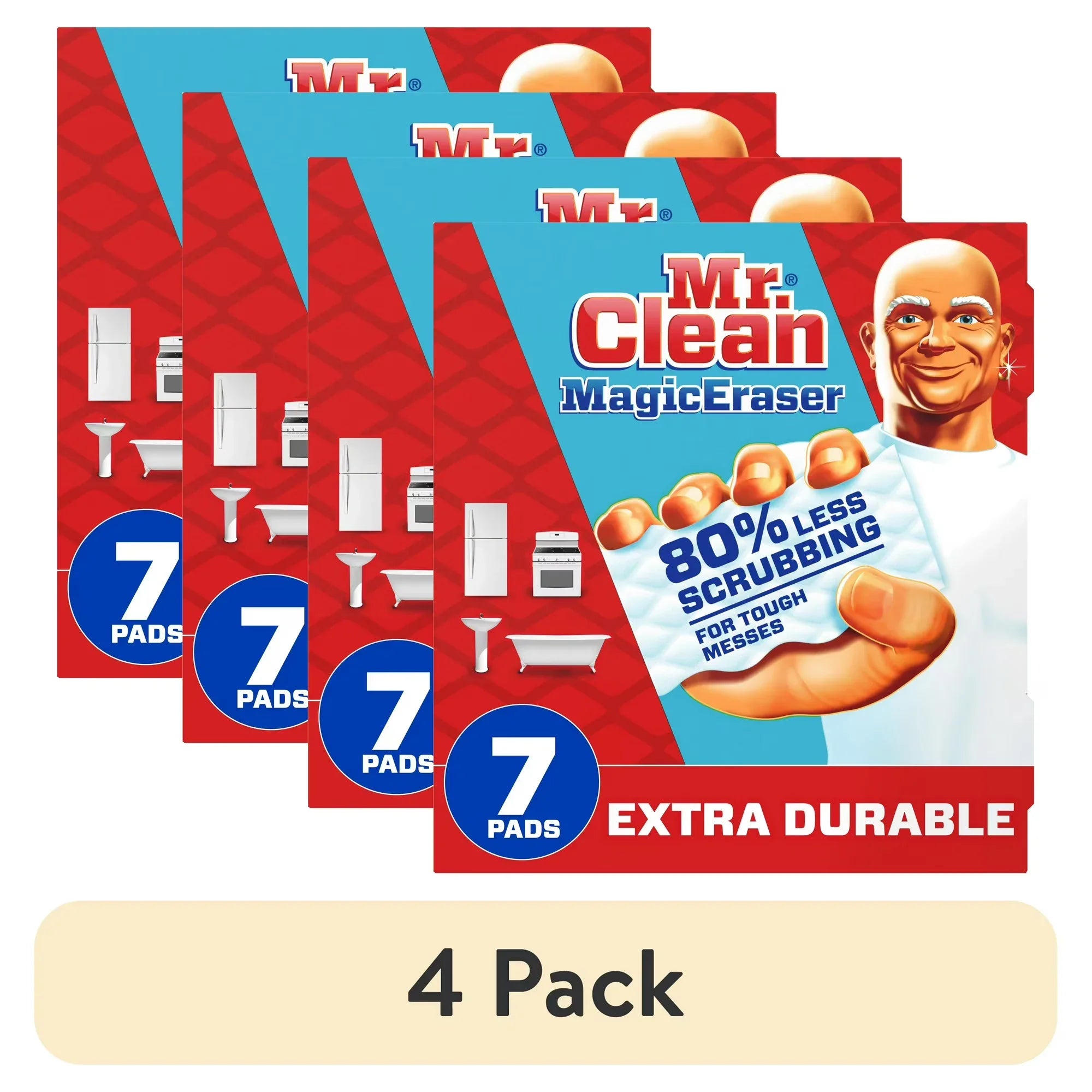 Wholesale Price with free shipping across the USA for (4 pack) Mr. Clean Magic Eraser Extra Durable All-Purpose Cleaning Pads with Durafoam, 7 Ct - Manji Distributors