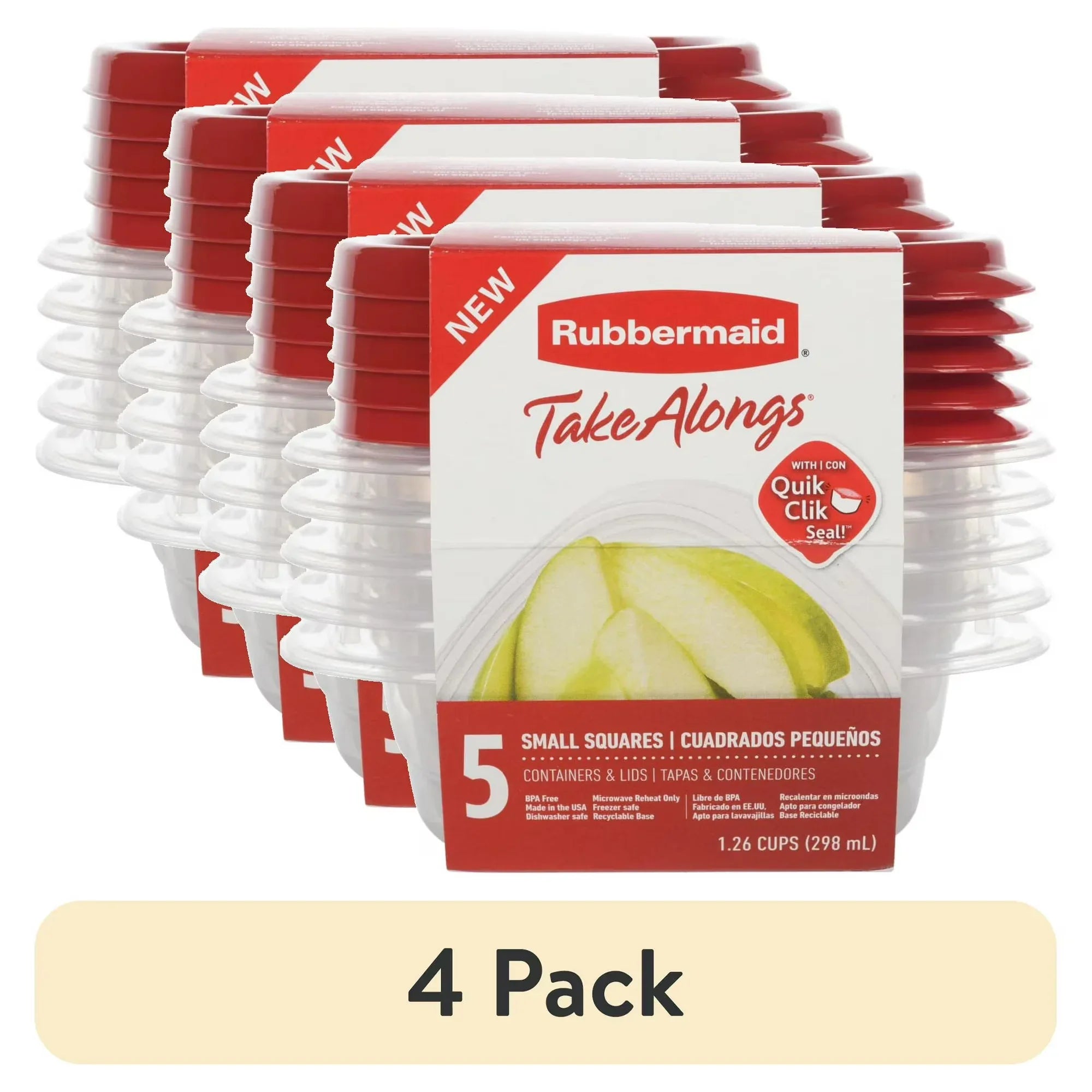 Wholesale Price with free shipping across the USA for (4 pack) Rubbermaid TakeAlongs Food Storage Containers, 5 Pack - Manji Distributors