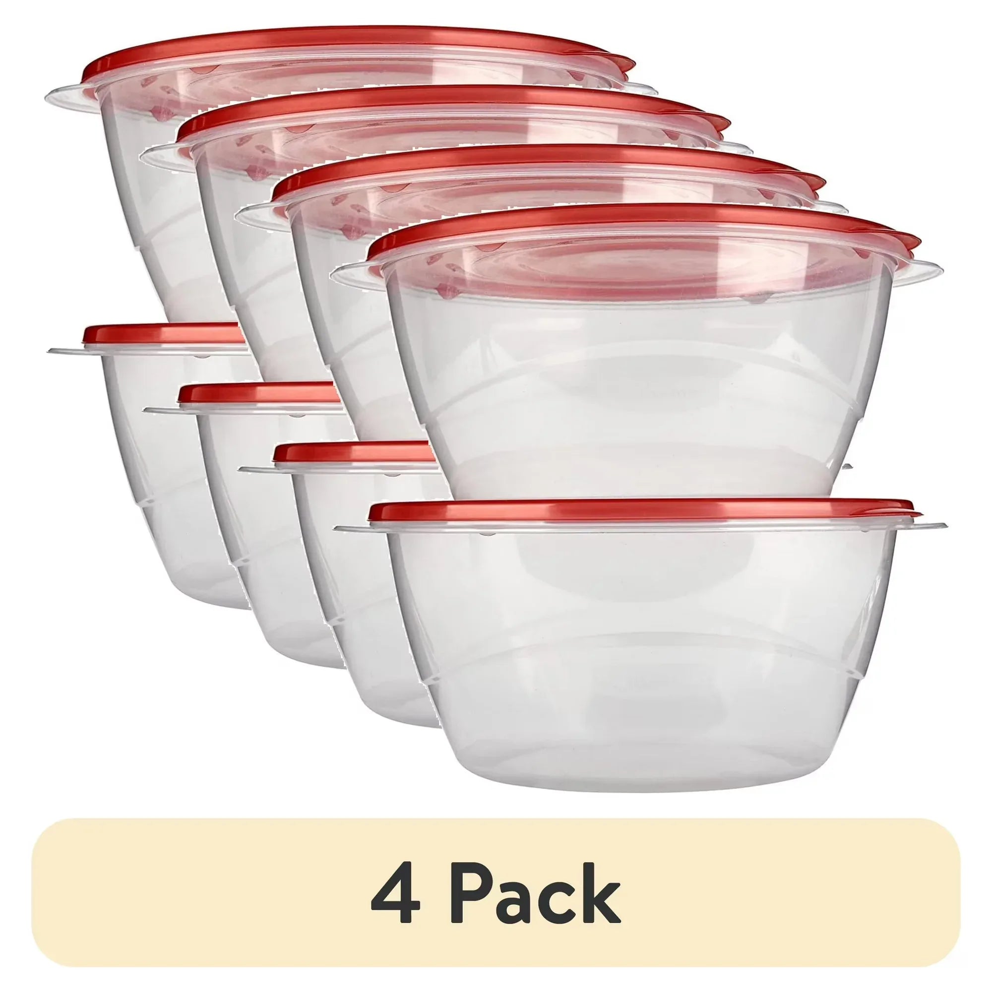Wholesale Price with free shipping across the USA for (4 pack) Rubbermaid TakeAlongs Serving Bowl Food Storage Containers, 15.7 Cup, Tint Chili, 2 Count - Manji Distributors