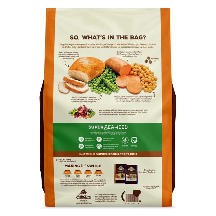 Wholesale Price with free shipping across the USA for Supreme Source Grain-Free Turkey Meal & Sweet Potato Recipe Dry Dog Food, 11lb Bag - Manji Distributors