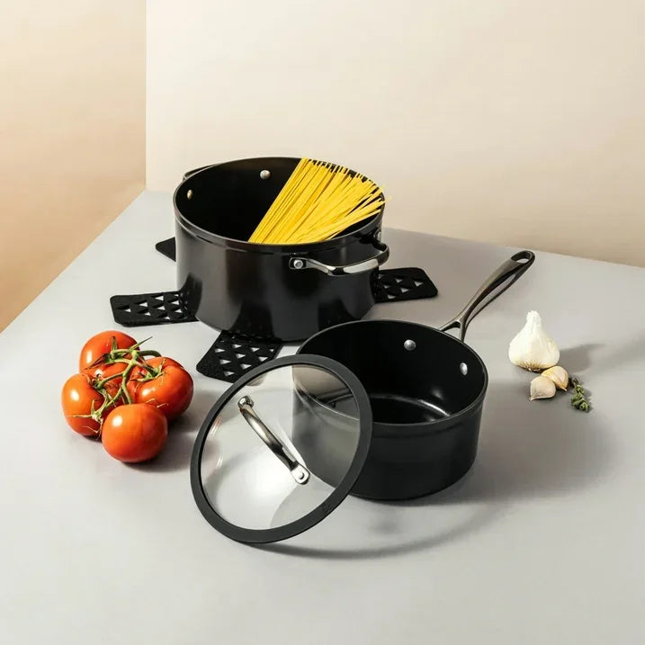 Wholesale Price with free shipping across the USA for Thyme and Table 12 Piece Nonstick Aluminum Cookware Set, Pots and Pans Set - Gunmetal - Manji Distributors