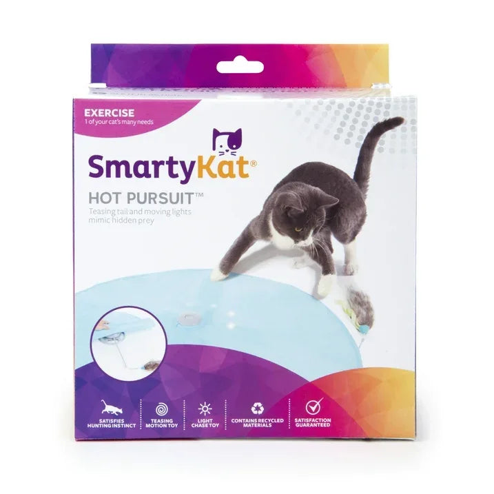Wholesale Price with free shipping across the USA for SmartyKat Hot Pursuit Electronic Concealed Motion & Light Cat Toy with Faux Fur Wand - Manji Distributors