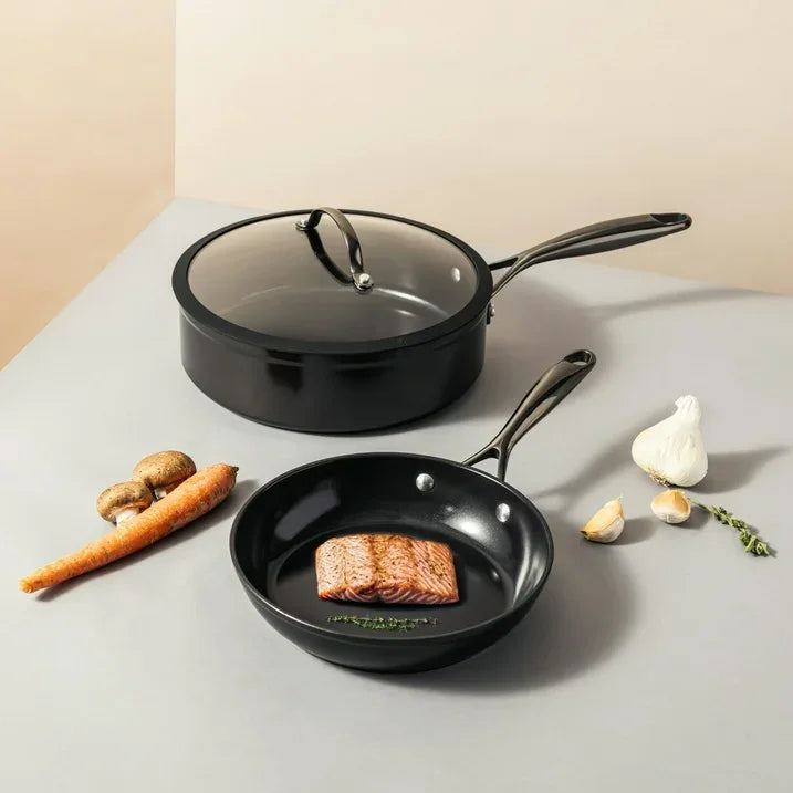 Wholesale Price with free shipping across the USA for Thyme and Table 12 Piece Nonstick Aluminum Cookware Set, Pots and Pans Set - Gunmetal - Manji Distributors