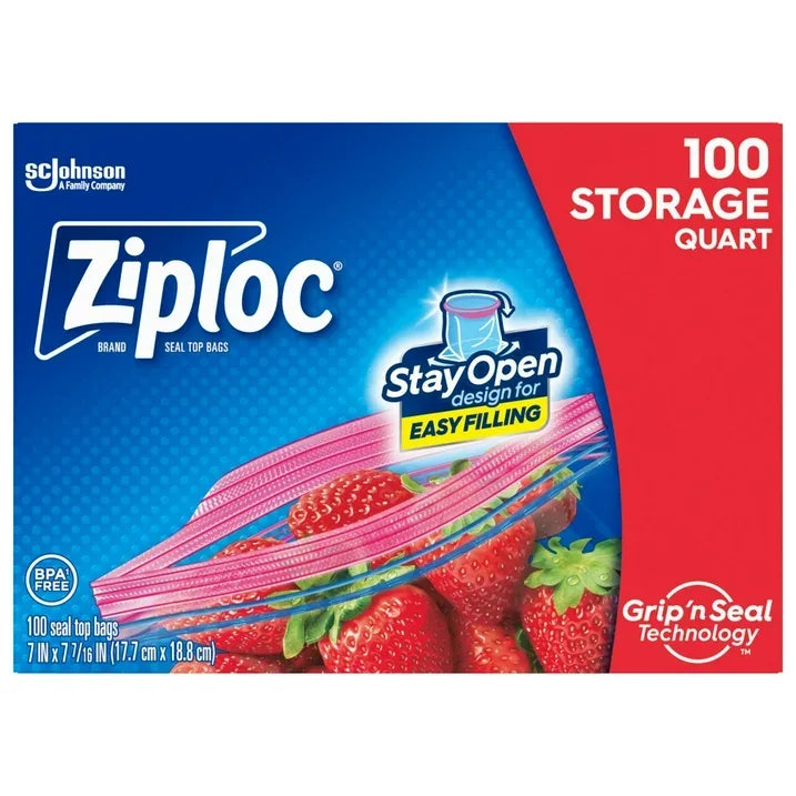 Wholesale Price with free shipping across the USA for Ziploc Brand Storage Bags, School Supplies, with Grip 'n Seal Technology, Quart, 100 Count - Manji Distributors