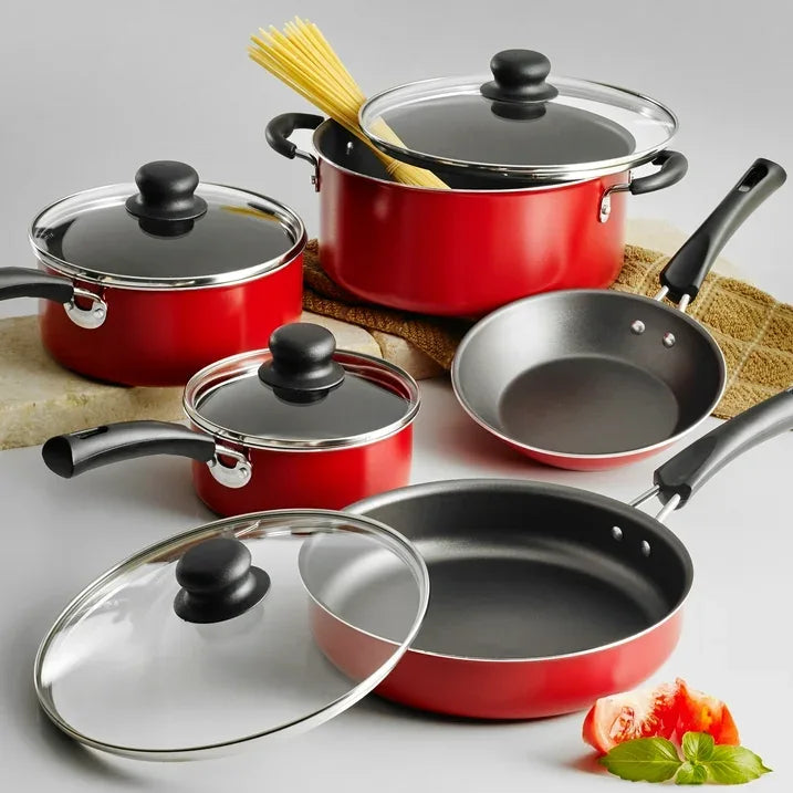 Wholesale Price with free shipping across the USA for Tramontina 9-Piece Non-stick Cookware Set, Red - Manji Distributors