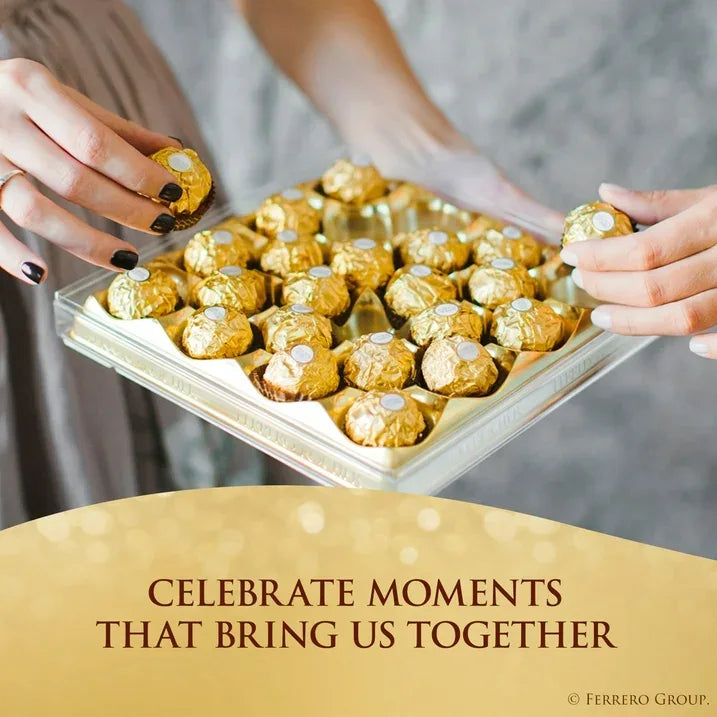 Wholesale Price with free shipping across the USA for Ferrero Rocher, 24 Count, Premium Milk Chocolate Hazelnut, Chocolates for Gifting, 10.6 oz - Manji Distributors