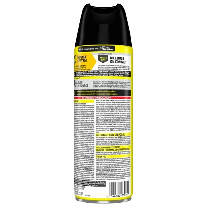 Wholesale Price with free shipping across the USA for Raid Defense System Indoor and Outdoor Ants, Roaches, Spiders and Flies Insect Killer Bug Spray, 15 oz - Manji Distributors