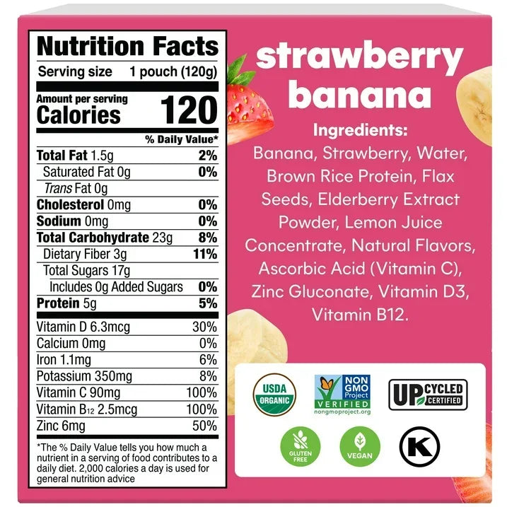 Wholesale Price with free shipping across the USA for Noka Organic Strawberry Banana Smoothie, 4.22 oz Fruit Pouches, 4 Count Smoothie Drinks - Manji Distributors