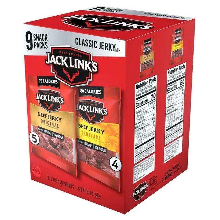 Wholesale Price with free shipping across the USA for Jack Link's Original & Teriyaki Beef Jerky, 9 Pack - Manji Distributors