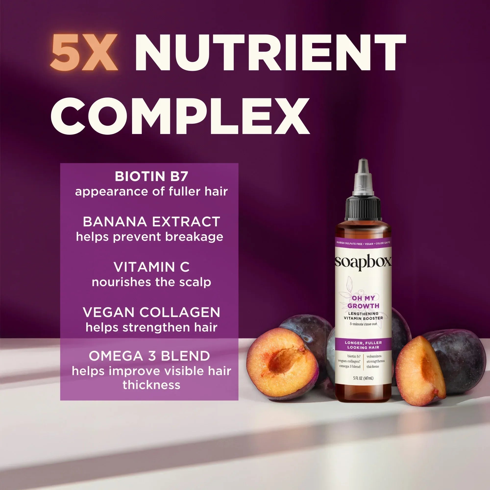 Wholesale Price with free shipping across the USA for Soapbox Oh My Growth Lengthening Vitamin Booster Rinse-Out Treatment with Biotin B7 & Vegan Collagen, 5 fl oz - Manji Distributors