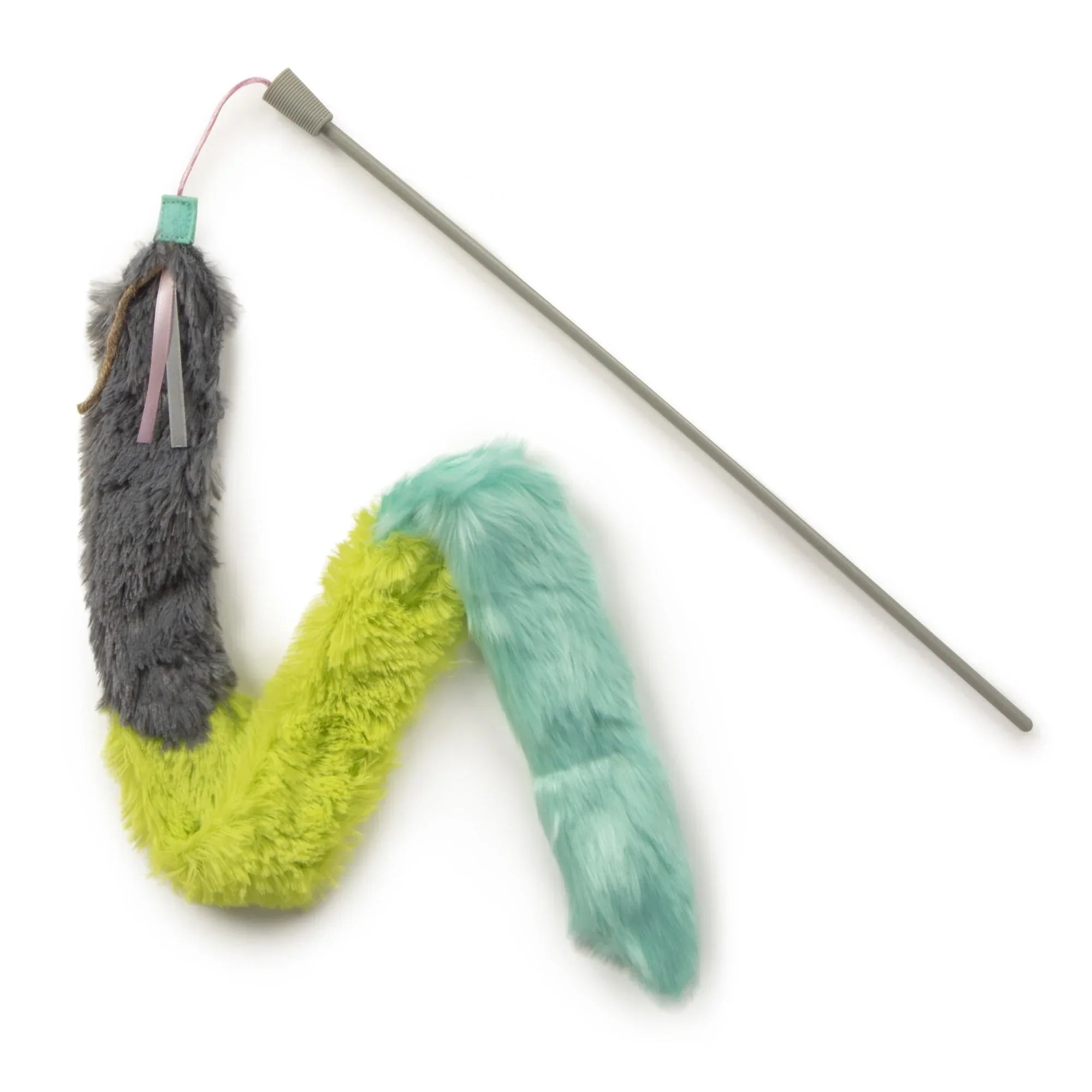 Wholesale Price with free shipping across the USA for SmartyKat Crazy Catch Extra Long Breakaway Plush Wand Cat Toy with Ribbons & Jute, Gray/Blue - Manji Distributors