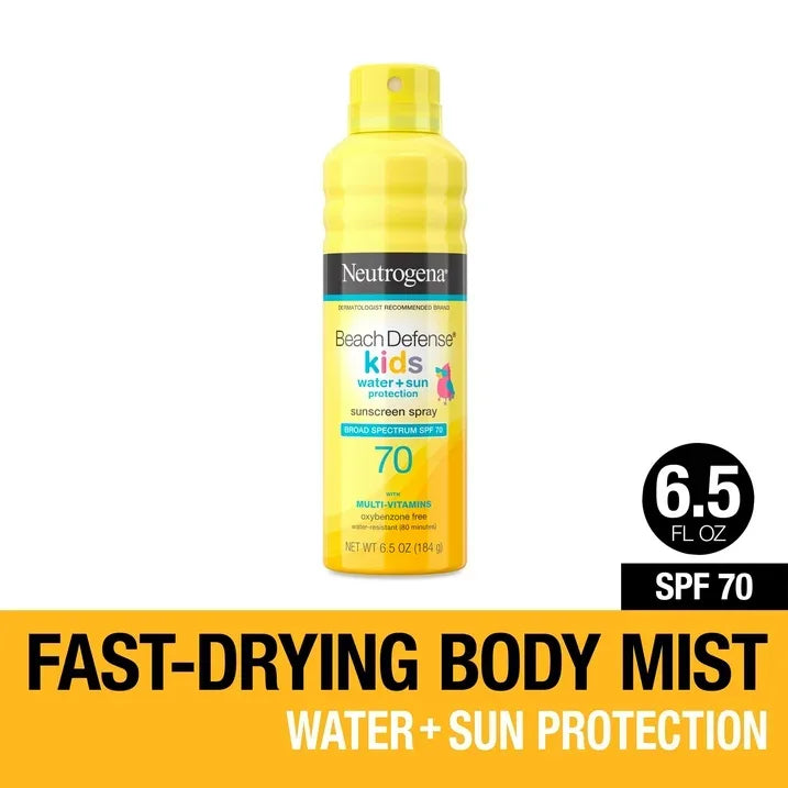 Wholesale Price with free shipping across the USA for Neutrogena Beach Defense Kids Sunscreen Spray, SPF 70, 6.5 fl oz - Manji Distributors
