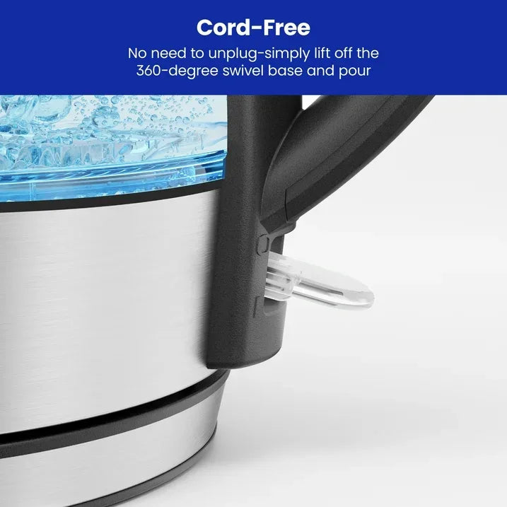 Wholesale Price with free shipping across the USA for Chefman Rapid Boil 1.2L Electric Tea Kettle with Removable Lid - Stainless Steel - Manji Distributors