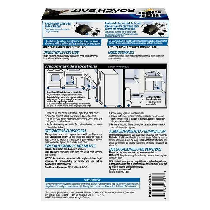 Wholesale Price with free shipping across the USA for Hot Shot MaxAttrax Roach Bait, Child-Resistant Bait Stations, 12 Count - Manji Distributors