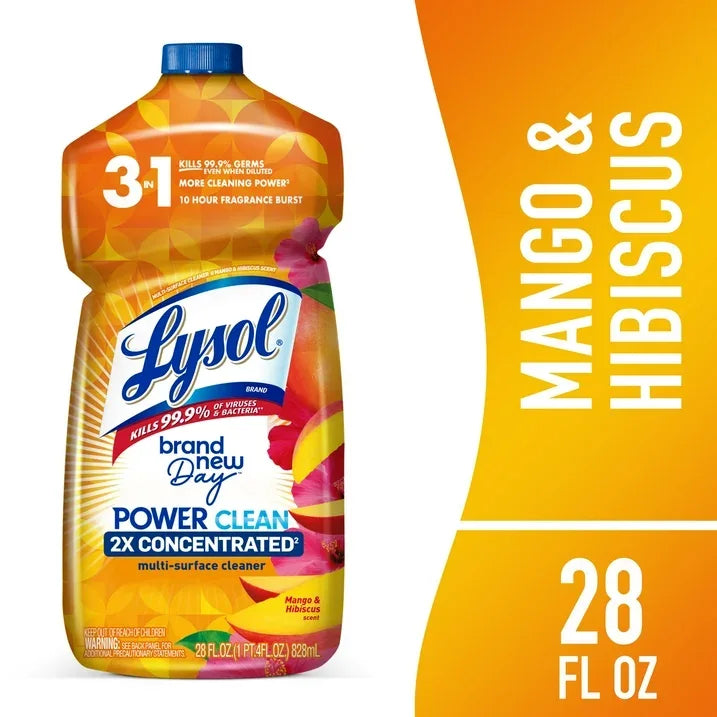 Wholesale Price with free shipping across the USA for (9 pack) Lysol® Multi-Surface Cleaner - Pourable Brand New Day™ Mango & Hibiscus 9/28 oz. - Manji Distributors