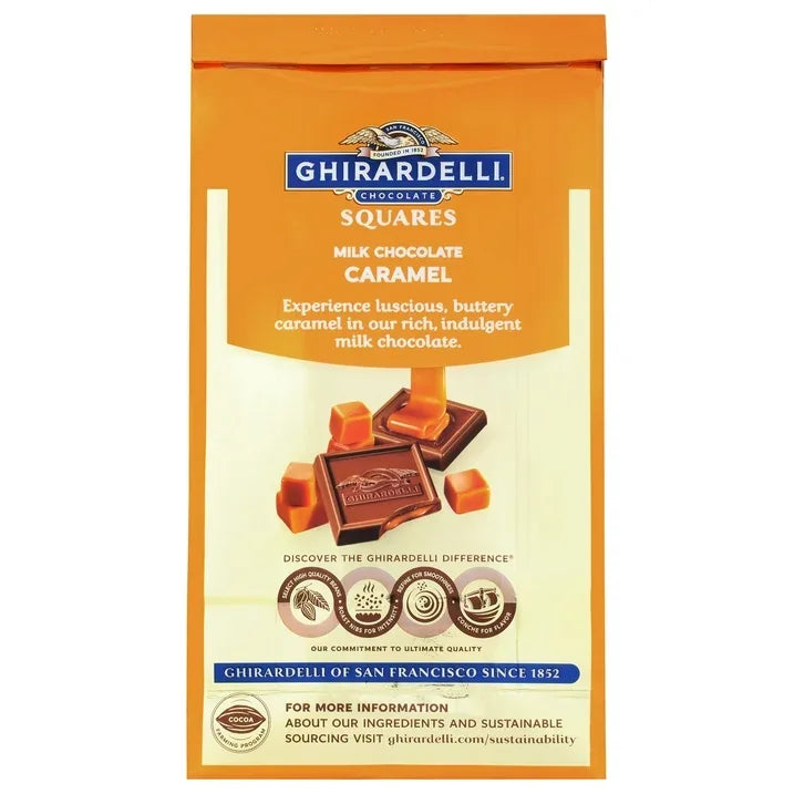 Wholesale Price with free shipping across the USA for GHIRARDELLI Milk Chocolate Candy SQUARES with Caramel Filling, 9.04 oz Bag - Manji Distributors
