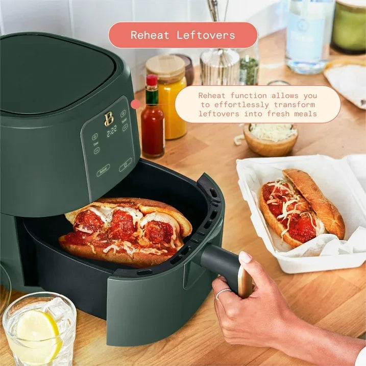 Wholesale Price with free shipping across the USA for Beautiful 3 Qt Air Fryer with TurboCrisp Technology, EverGood Ceramic Nonstick Coating, Thyme Green by Drew Barrymore - Manji Distributors