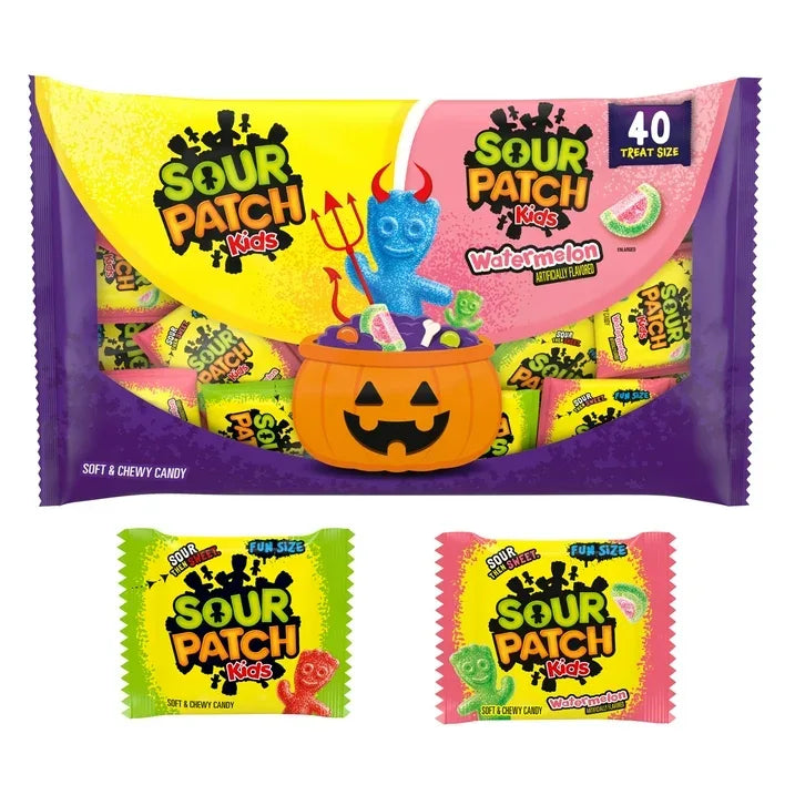 Wholesale Price with free shipping across the USA for SOUR PATCH KIDS Original & Watermelon Halloween Candy Variety Pack, 40 Trick or Treat Bags - Manji Distributors