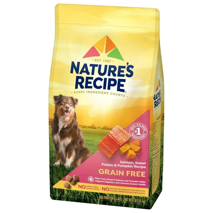 Wholesale Price with free shipping across the USA for Nature′s Recipe Grain Free Salmon, Sweet Potato & Pumpkin Recipe Dry Dog Food, 4 lb. Bag - Manji Distributors