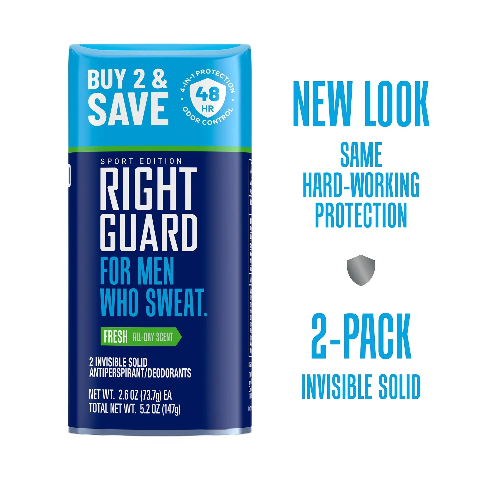 Wholesale Price with free shipping across the USA for Right Guard Sport Antiperspirant & Deodorant Invisible Solid for Men, Fresh, 2.6 oz. (2 Ct.) - Manji Distributors