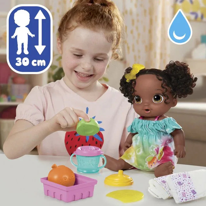 Wholesale Price with free shipping across the USA for Baby Alive Fruity Sips Doll, Lime, Pretend Juicer Baby Doll Set, Kids 3 and Up, Black Hair - Manji Distributors