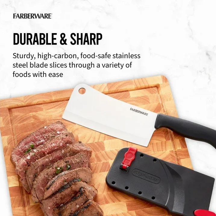 Wholesale Price with free shipping across the USA for Farberware Edgekeeper Classic 6-inch Cleaver Knife with Black Self-Sharpening Sleeve and Handle - Manji Distributors