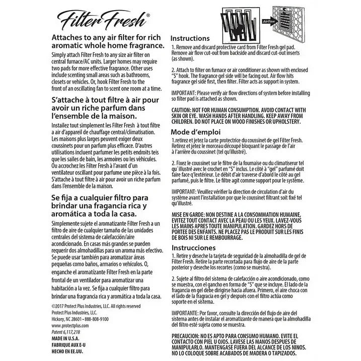 Wholesale Price with free shipping across the USA for (3 pack) The WEB FilterFresh Whole Home Vanilla Air Freshener. Filter scent attaches to any HVAC air filter. - Manji Distributors