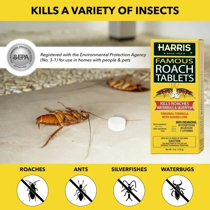 Wholesale Price with free shipping across the USA for Harris Famous Roach & Silverfish Killer Tablets, 6 oz. - Manji Distributors