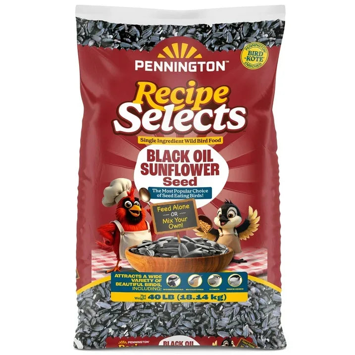 Wholesale Price with free shipping across the USA for Pennington Select Black Oil Sunflower Seed Wild Bird Dry Feed, 40 lb. Bag - Manji Distributors