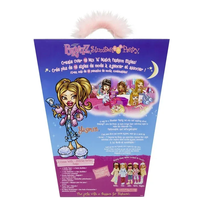 Wholesale Price with free shipping across the USA for Bratz Slumber Party Yasmin Fashion Doll with 2 Sets of Pajamas, Plush, and Accessories - Manji Distributors